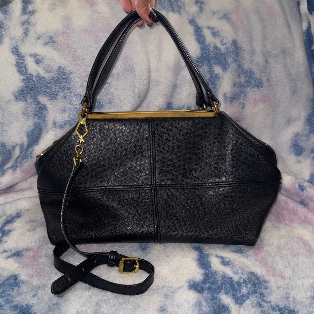 J. Crew Black Hughes Origami Saffiano Leather Convertible Bag